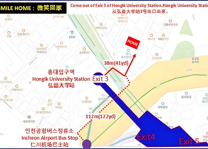 아파트 New Open 홍대입구역 3번 출구 앞, 집전체 방3 거실 주방, 퀸 3개,싱글 1개